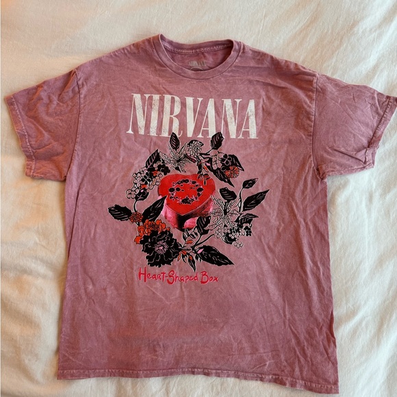 NIRVANA Tops - Nirvana Heart Shaped Box Pink Graphic Tee Size XL